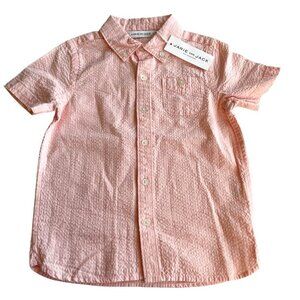 NEW Janie and Jack Light Pink Seersucker Short Sleeve Button Down, NWT - Size 4T